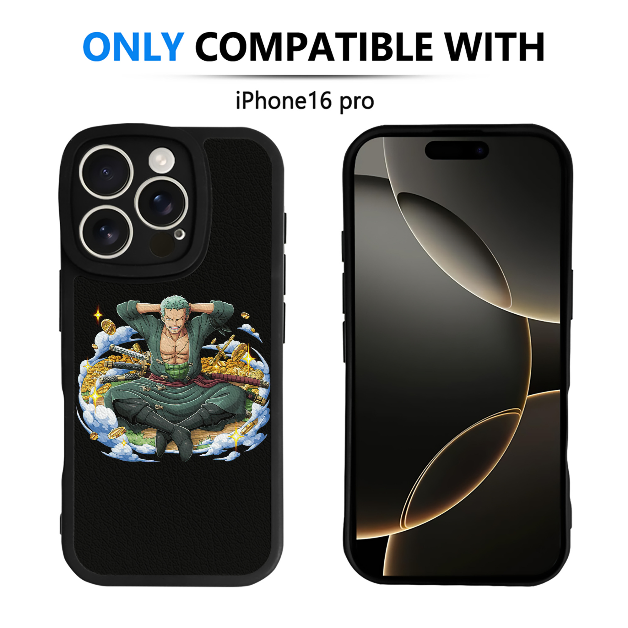 （画像用） ワンピース ロロノア・ゾロ ONE PIECE Roronoa Zoro 【iPhone 16シリーズ対応】シリコンスマホケース（レザー調） 材質：シリコン